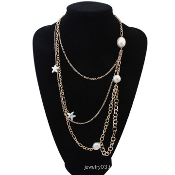 2016 New Design alloy Gold Plated Multilayer thin Necklace